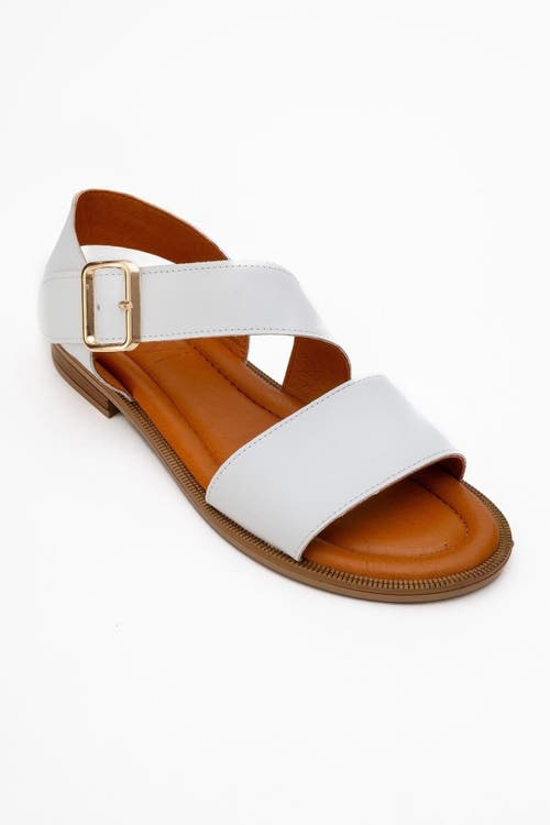 Forever & Always Shoes Majesty Leather Sandal In White