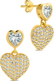 Sterling Forever Double Heart Drop Earrings