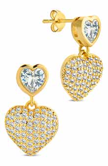 Sterling Forever Double Heart Drop Earrings