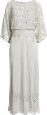 Pisarro Nights Beaded Cold Shoulder Blouson Cocktail Dress