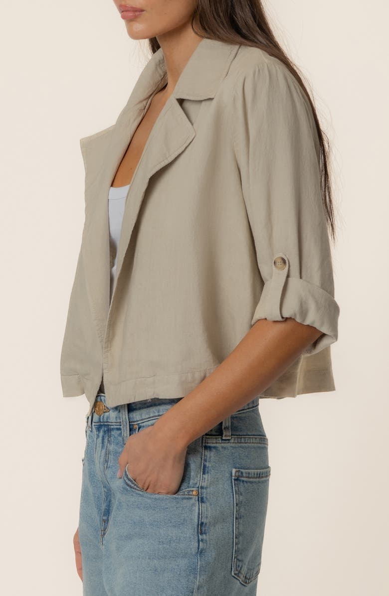 KUT from the Kloth Nadine Crop Open Front Linen Blend Jacket, Alternate, color, Sand