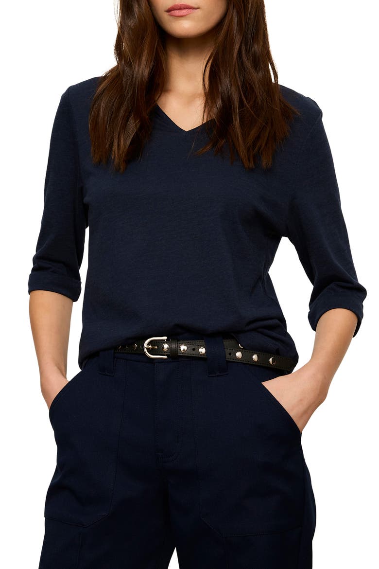 Dolce Notch Neck Top, Alternate, color, NAVY BLUE