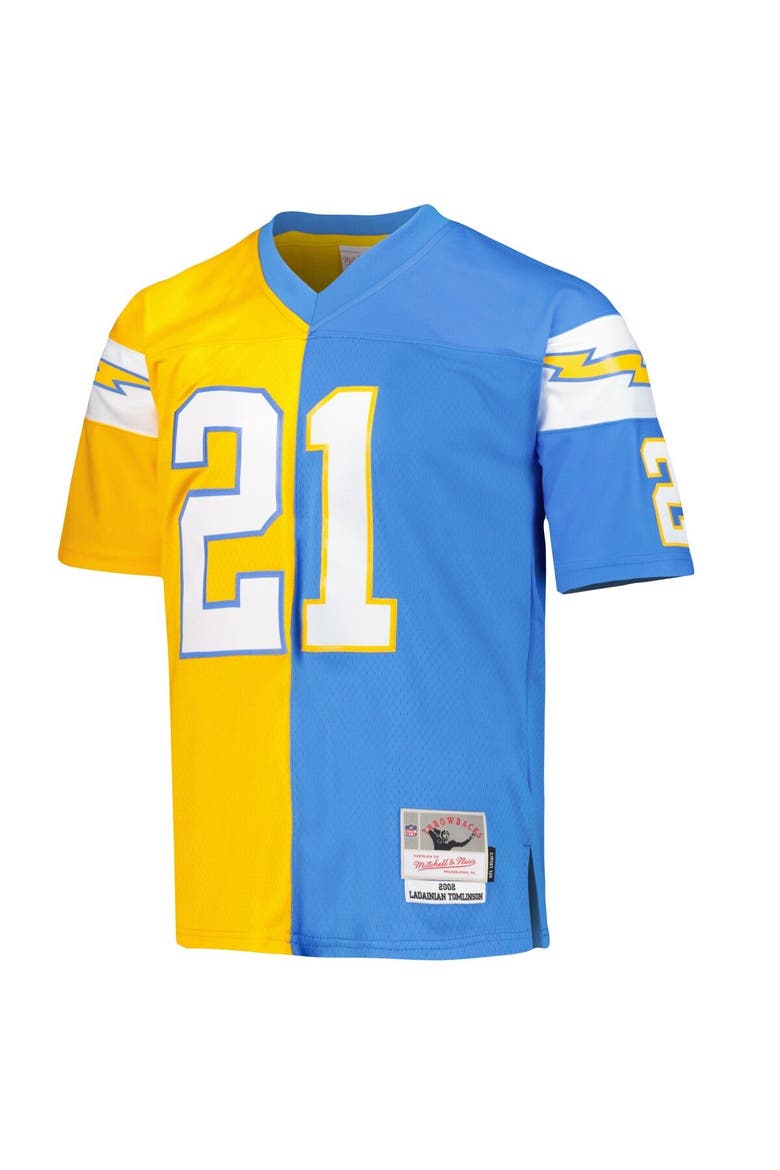 Men's Mitchell & Ness LaDainian Tomlinson Powder Blue/Gold Los Angeles Chargers 2002 Split Legacy Replica Jersey, Alternate, color, Powder Blue