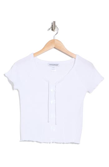 COTTON EMPORIUM COTTON EMPORIUM BOW EMBELLISHED SHORT SLEEVE CROP T-SHIRT 