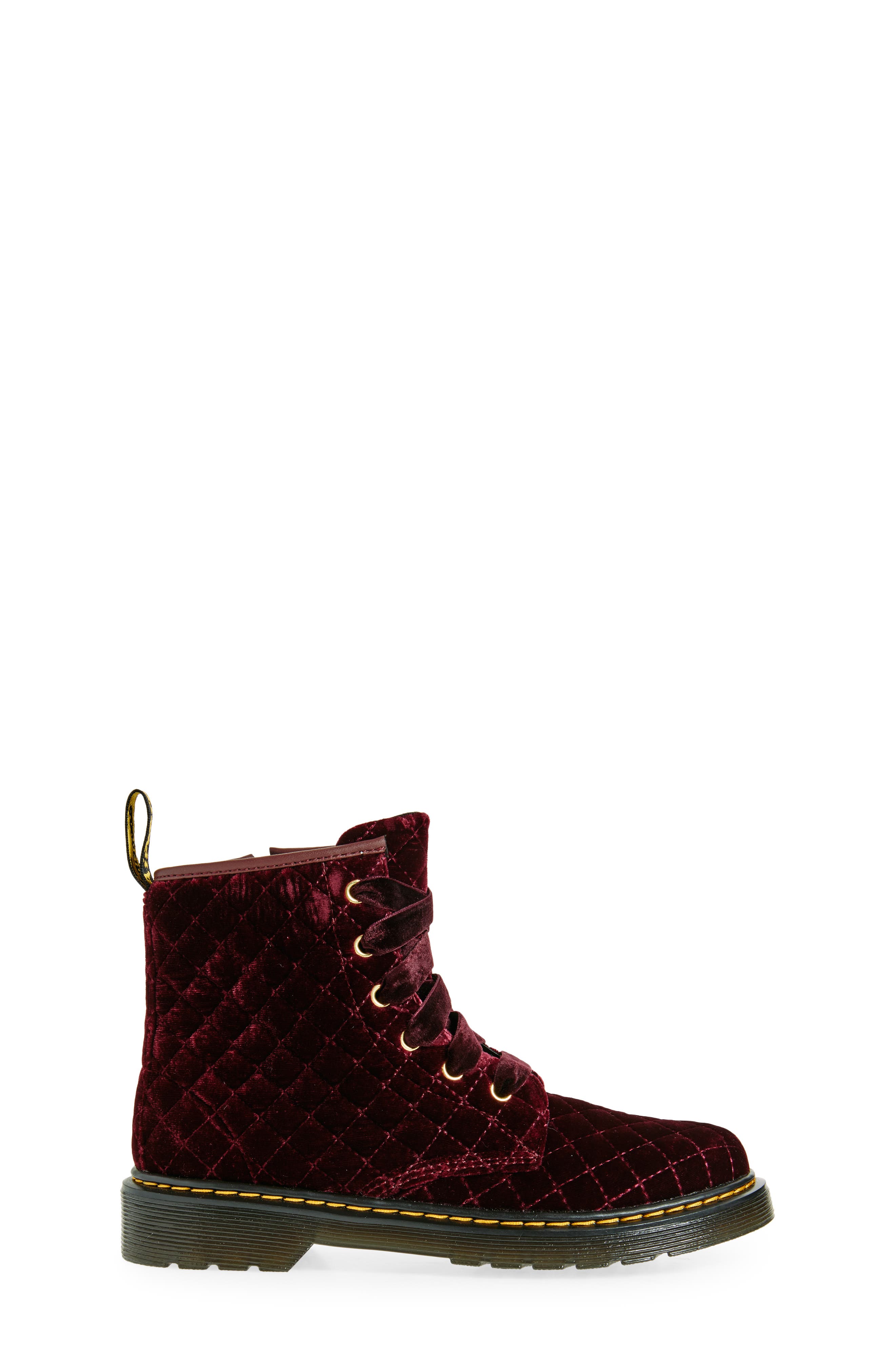 Dr. Martens Kids' 1460 Quilted Velvet Boot, Alternate, color, 