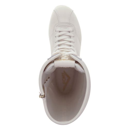 Pony Womens Ko-80 Extra High Genuine Leather Premium Lace Up Athletic Sneaker Shoe In Snow White/gold