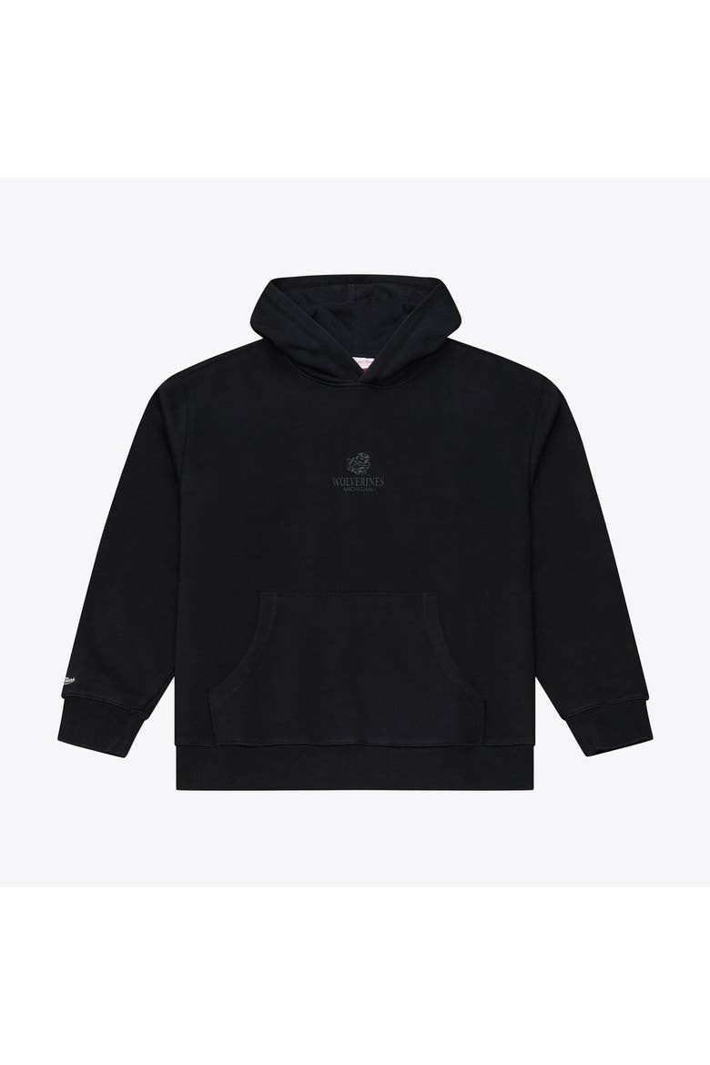 Men's Mitchell & Ness  Black Michigan Wolverines Monochrome Icon Fleece Hoodie, Main, color, Black