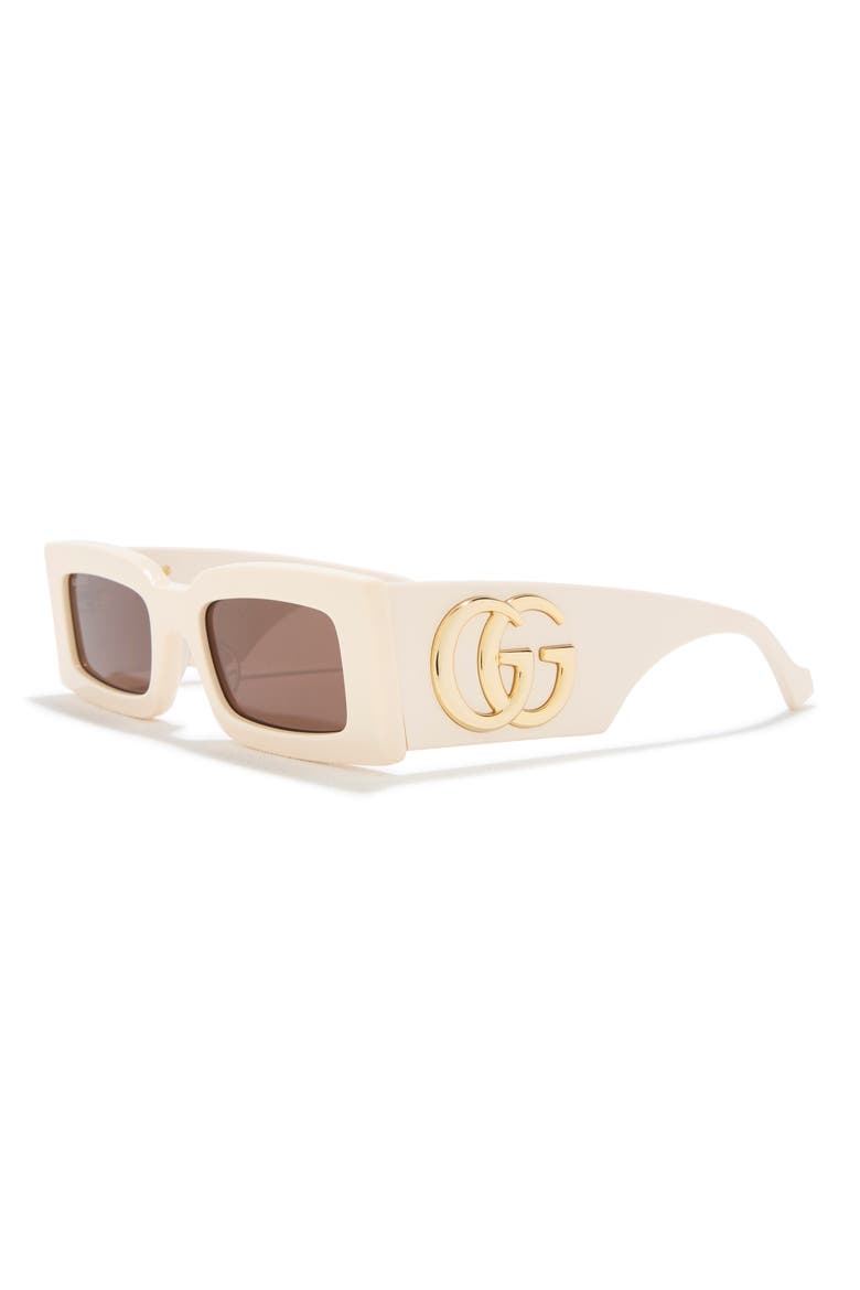 53mm Rectangular Sunglasses, Alternate, color, IVORY/ BROWN
