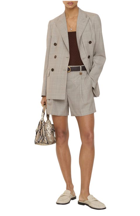 Check Wool Tailored Shorts