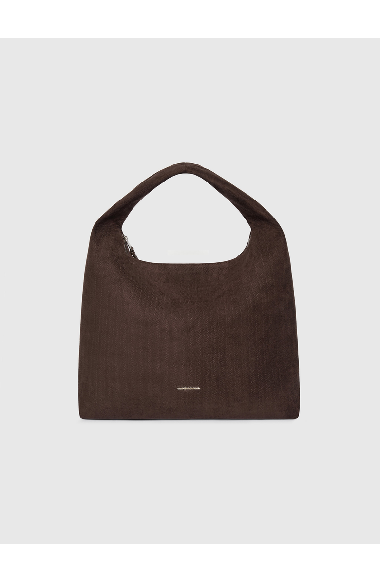 Manière De Voir Aubin Braided Suede Hobo Bag, Alternate, color, Brown