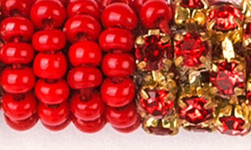 Shop Deepa Gurnani Preeti Beaded Heart Hoop Earrings In Red