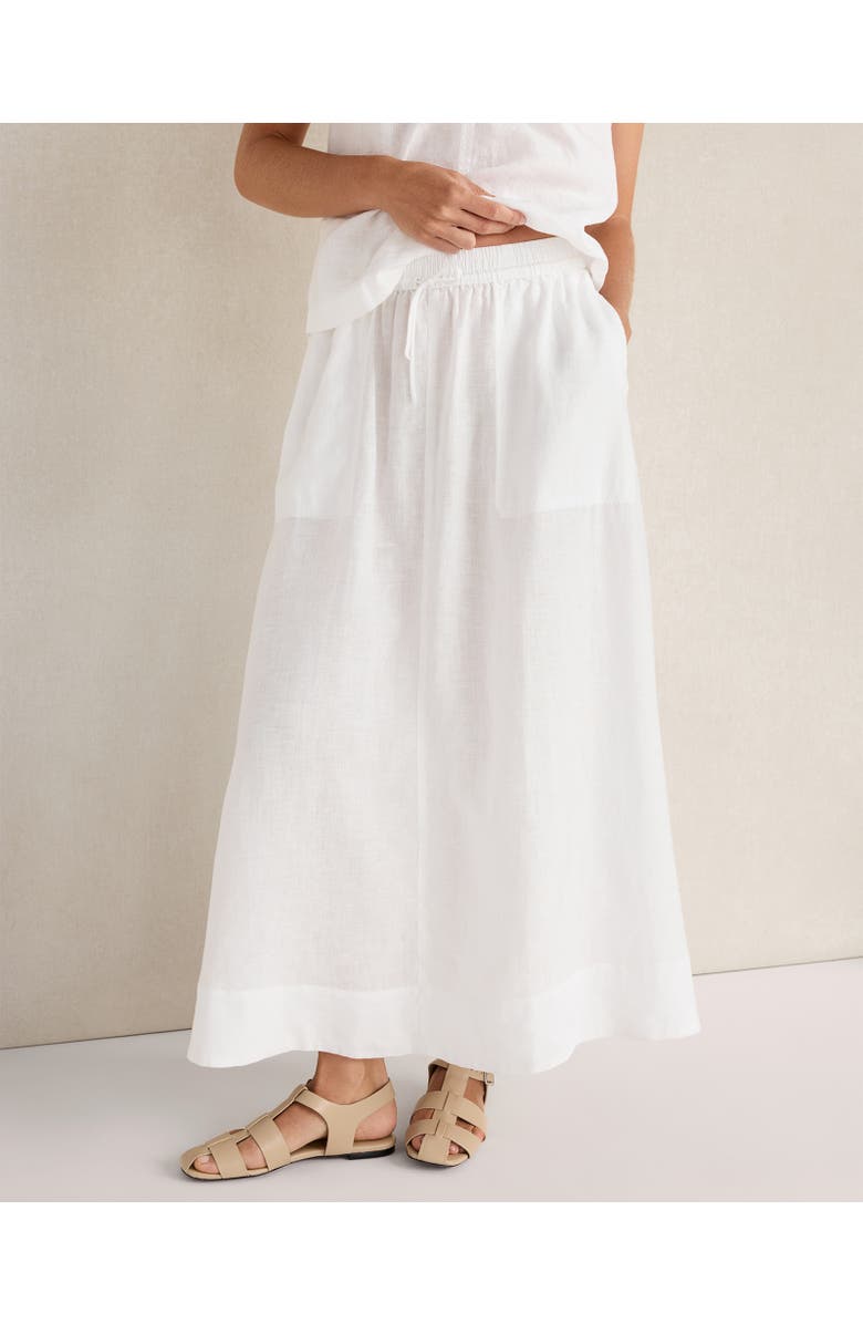 Haven Well Within Linen Drawstring Midi Skirt, Main, color, White