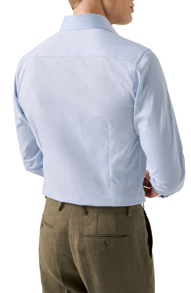 Eton Contemporary Fit Light Blue Cotton Twill Dress Shirt, Alternate, color, Light Blue