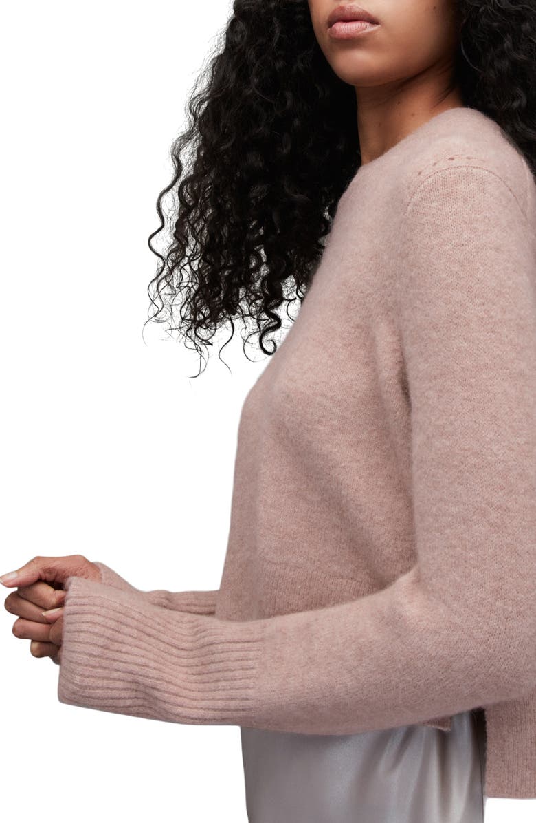 AllSaints Wick Wool Blend Crop Sweater, Alternate, color, Pashmina Pink