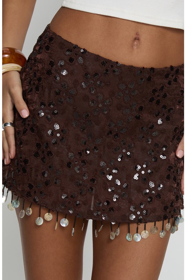 We Made It Sequin Beaded Miniskort, Alternate, color, BROWN