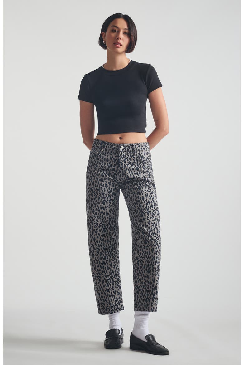 Leopard Print Baggy Fit Barrel Jeans, Alternate, color, SMOKE LEO TWILL