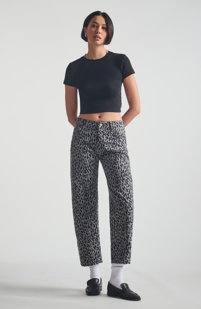 Brooklyn Industries Leopard Print Baggy Fit Barrel Jeans, Alternate, color, Smoke Leo Twill