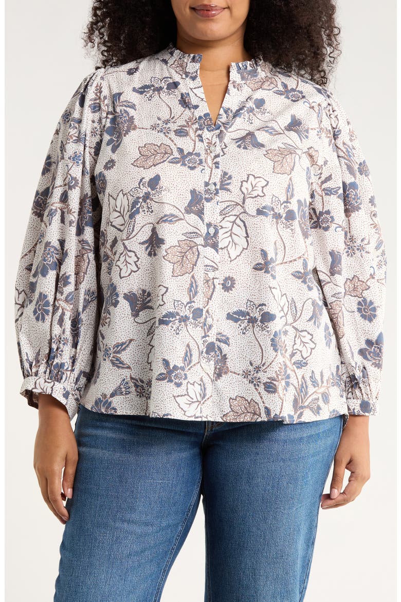 Bryony Floral Button-Up Shirt, Main, color, BROWN-BLUE