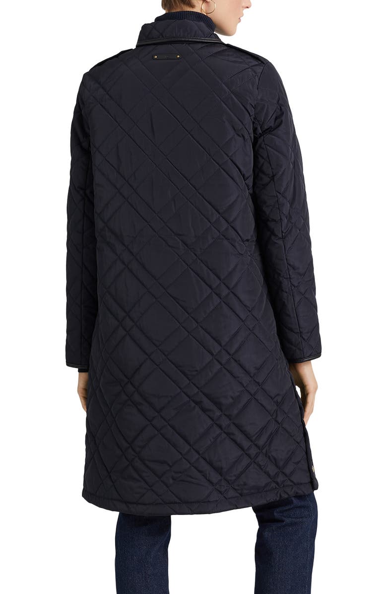 Lauren Ralph Lauren Faux Leather Trim Quilted Coat, Alternate, color,