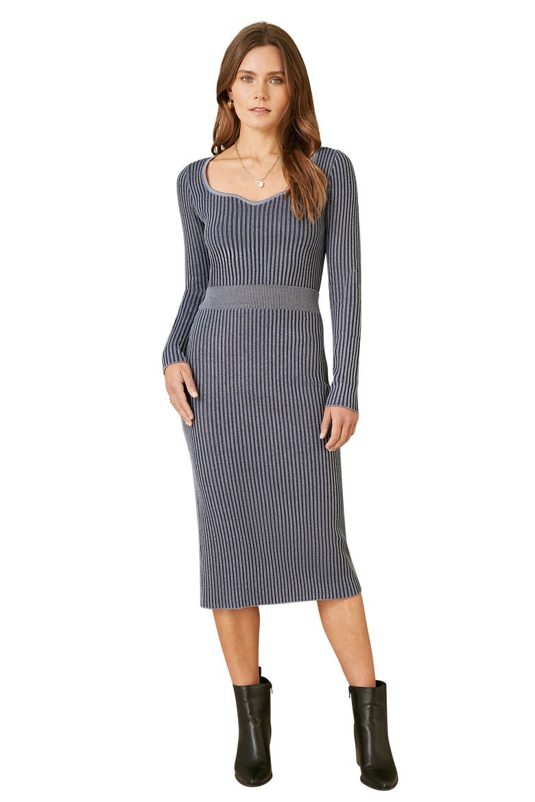 Sweetheart-Neck Fitted Ribbed Knit Top, Alternate, color, Blue