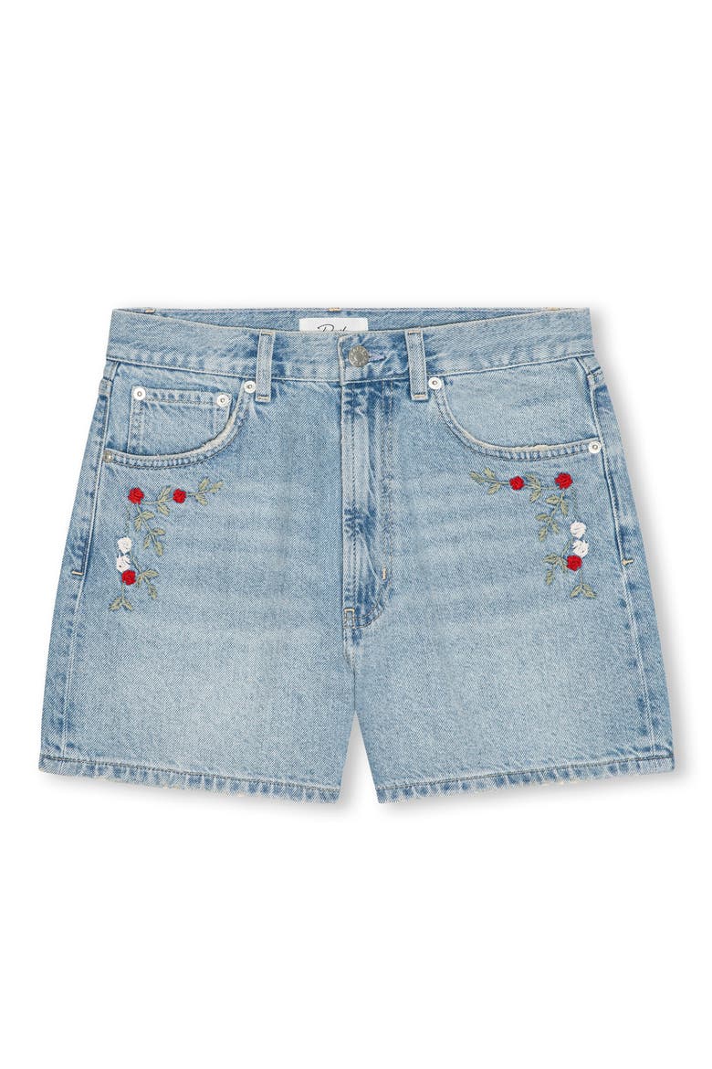 Rancho Floral Embroidered Denim Shorts, Alternate, color, DAINTY ROSE