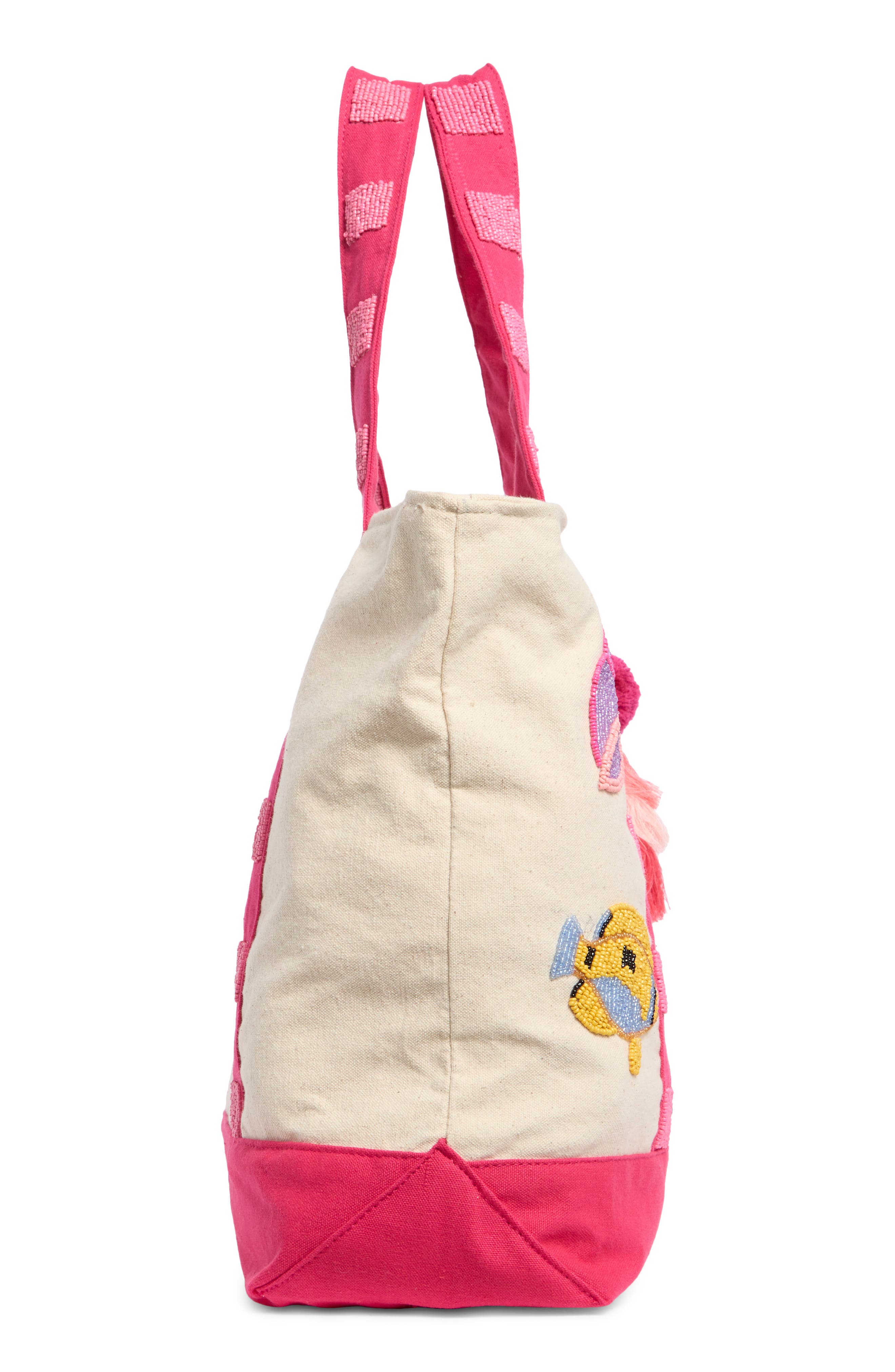 Under the Sea Embelished Canvas Tote Bag, Alternate, color, PINK