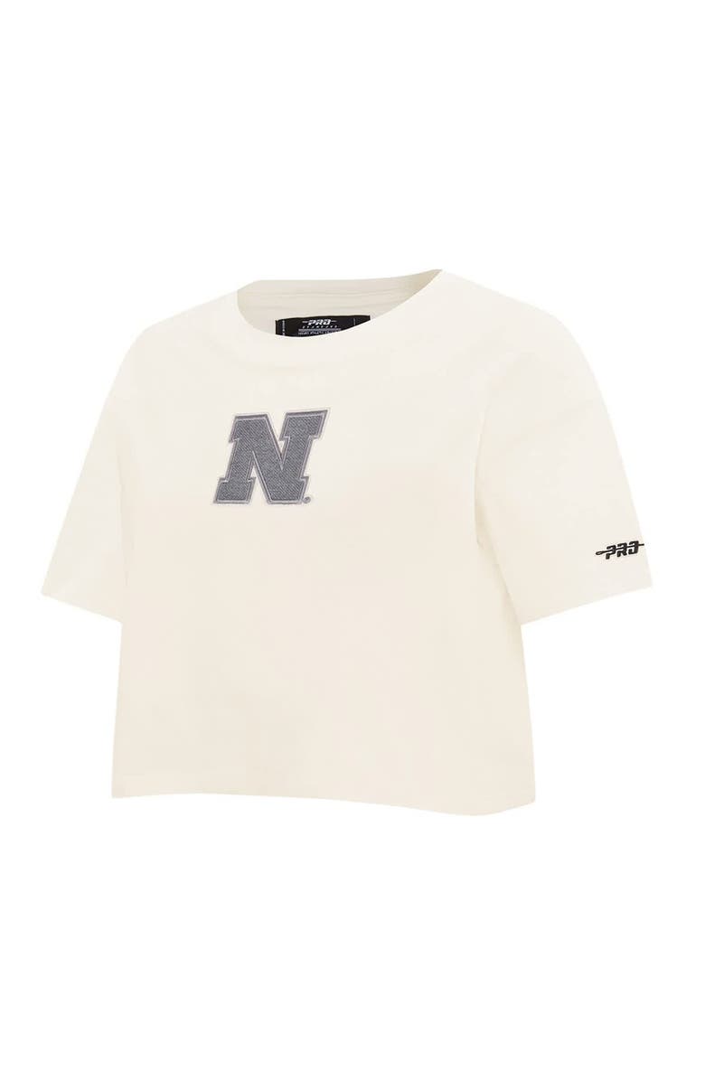 PRO STANDARD Women's Pro Standard Cream Nebraska Huskers Reverse French Terry Boxy Cropped T-Shirt, Alternate, color, Cream