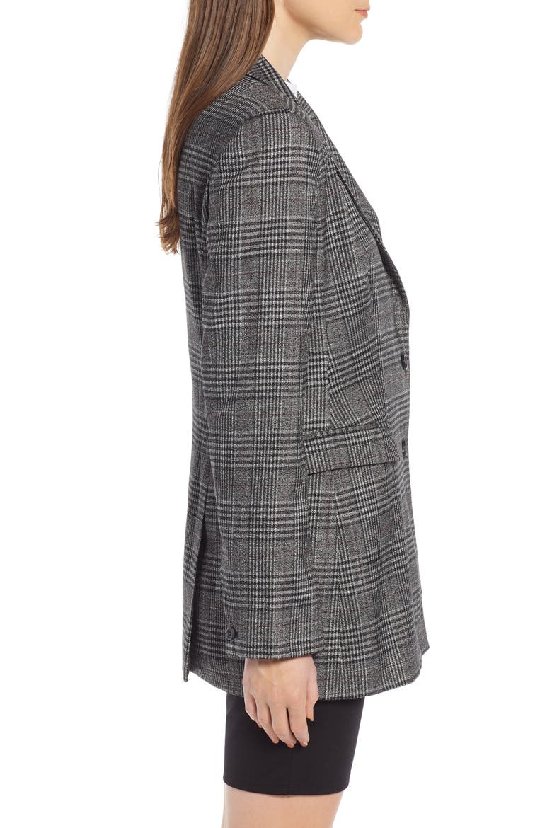 Plaid Blazer (Nordstrom Exclusive), Alternate, color, BLACK PLAID