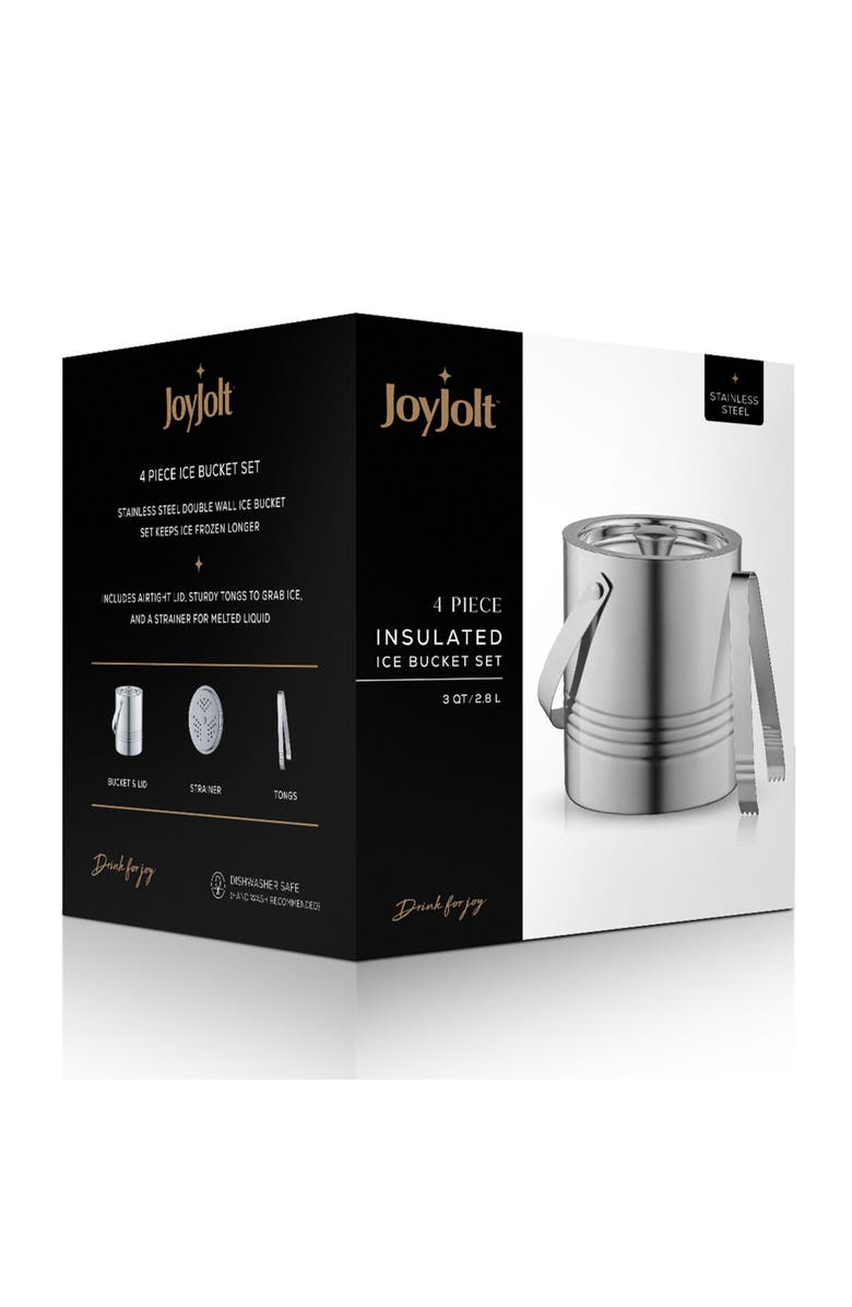 JoyJolt Doube Wall Stainless Steel Ice Bucket Set, Alternate, color, Silver