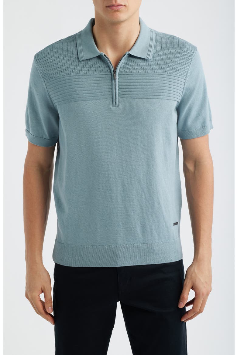 Quarter Zip Cotton Blend Polo Sweater, Main, color, SHARK