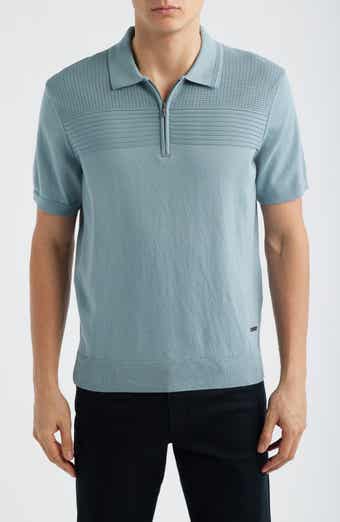 Quarter Zip Cotton Blend Polo Sweater