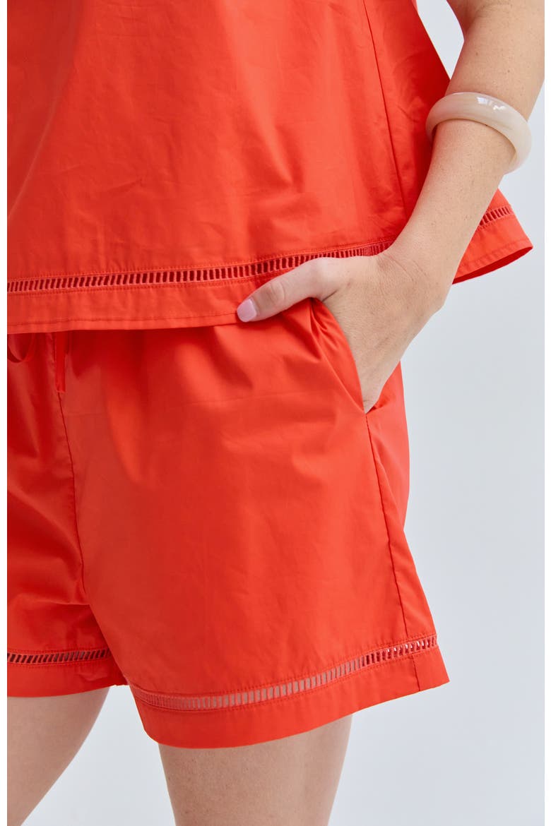 Poplin Lattice Trim Shorts, Alternate, color, Burnt Orange