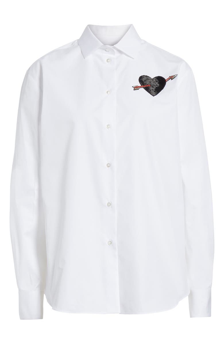 Valentino Love Story Embroidered Heart Poplin Blouse, Alternate, color, 