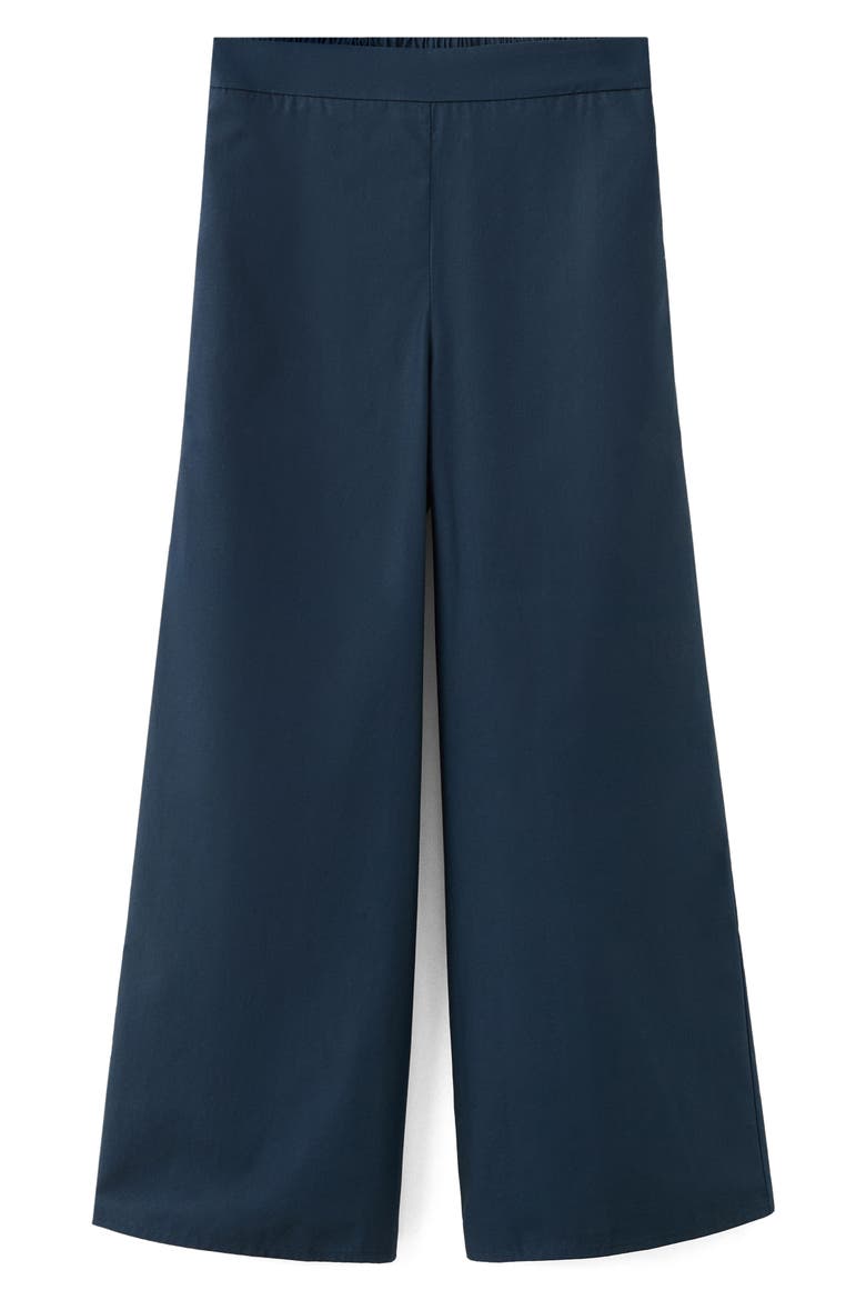 Pull-On Wide Leg Cotton Pants, Alternate, color, NAVY