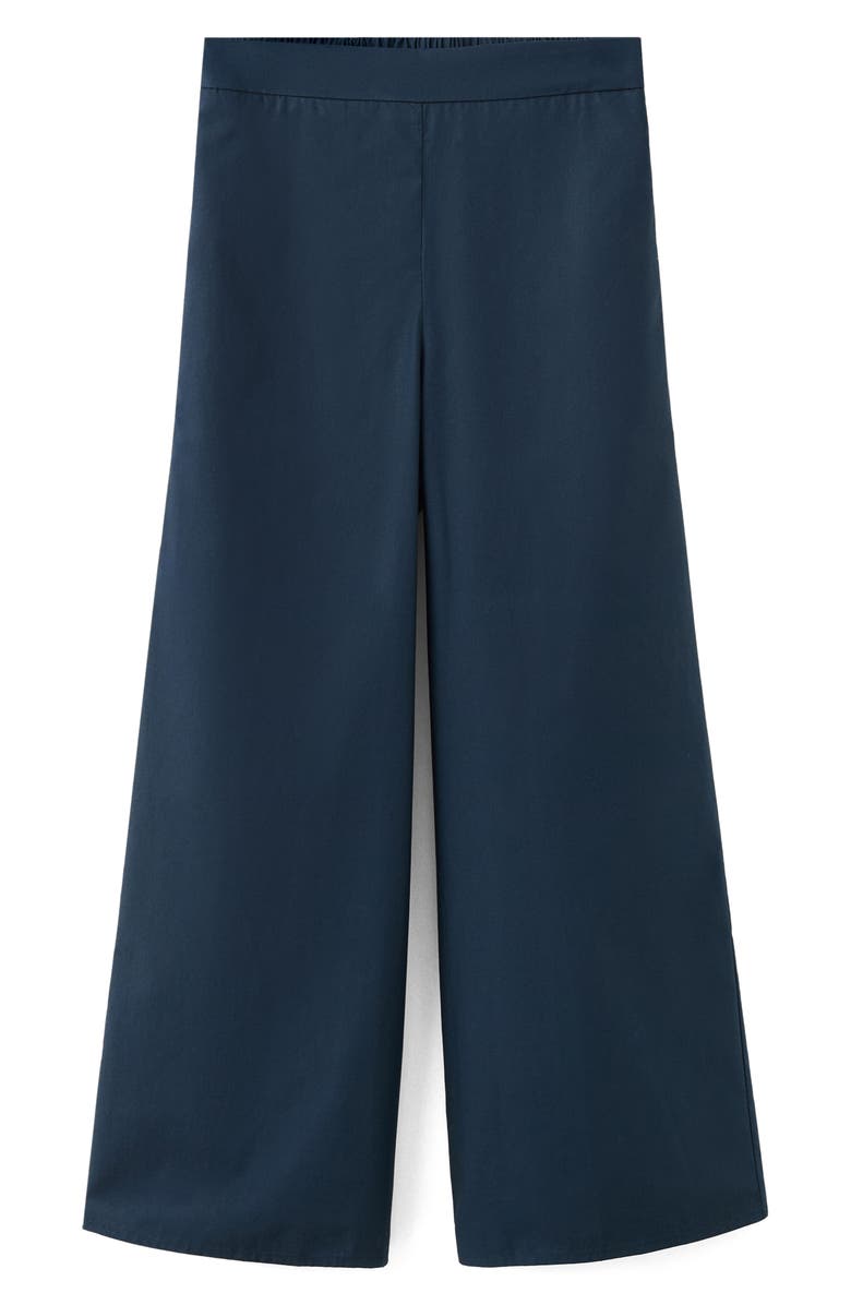 MANGO Pull-On Wide Leg Cotton Pants, Alternate, color, Navy