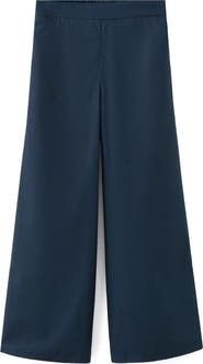 MANGO Pull-On Wide Leg Cotton Pants