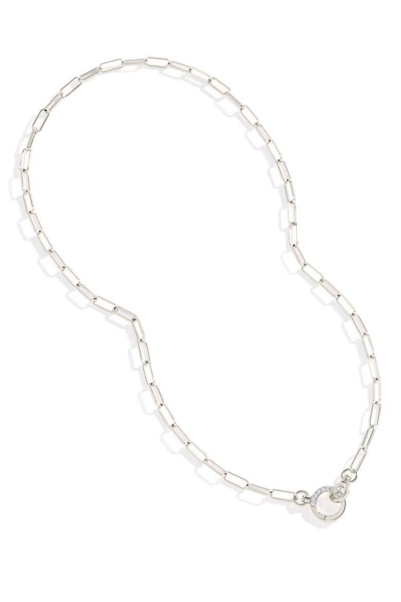 Pave Mint Paperclip Necklace, Alternate, color, Silver