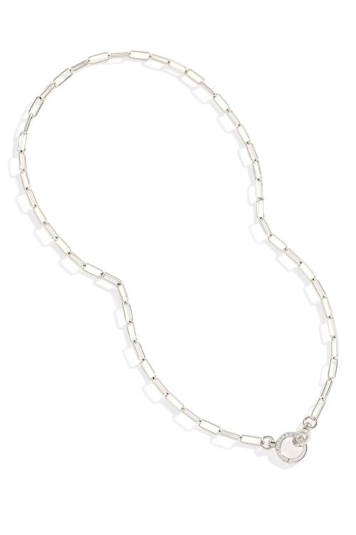 Mint & Lily Pave Mint Paperclip Necklace In Silver