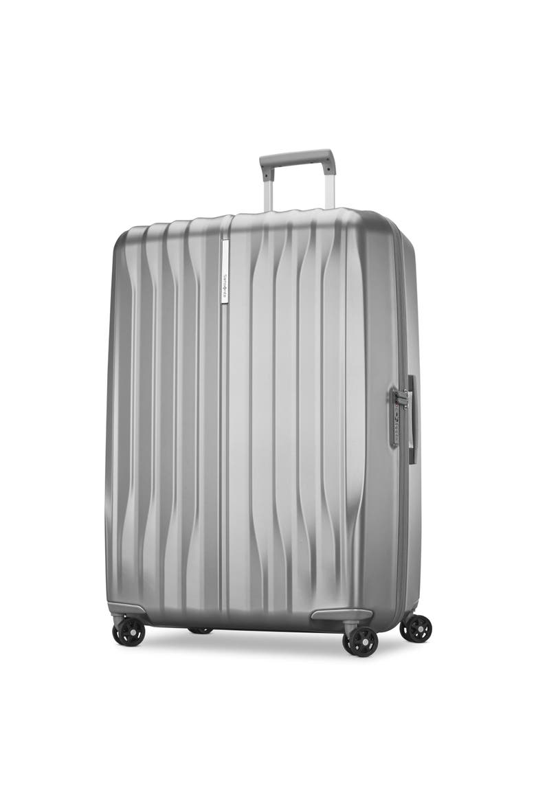 Uplift Hardside 32" X-Large Checked Spinner Luggage, Main, color, Silver Shimmer