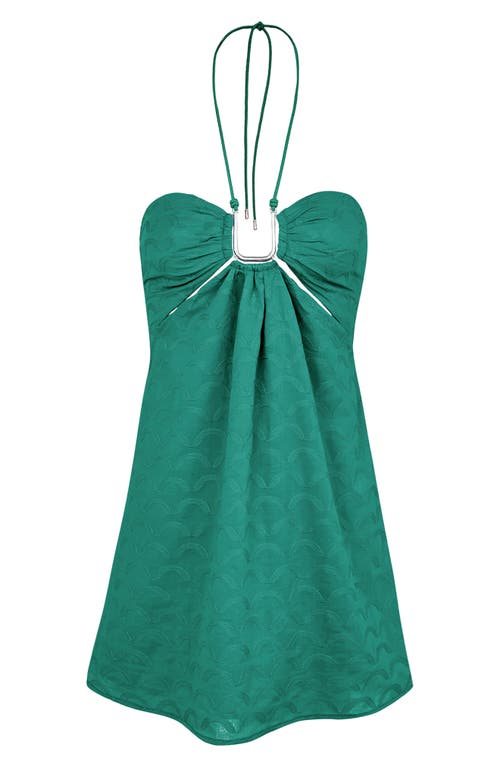 Vix Paula Hermanny Maureen Jacquard Cover-up Mini Sundress In Green