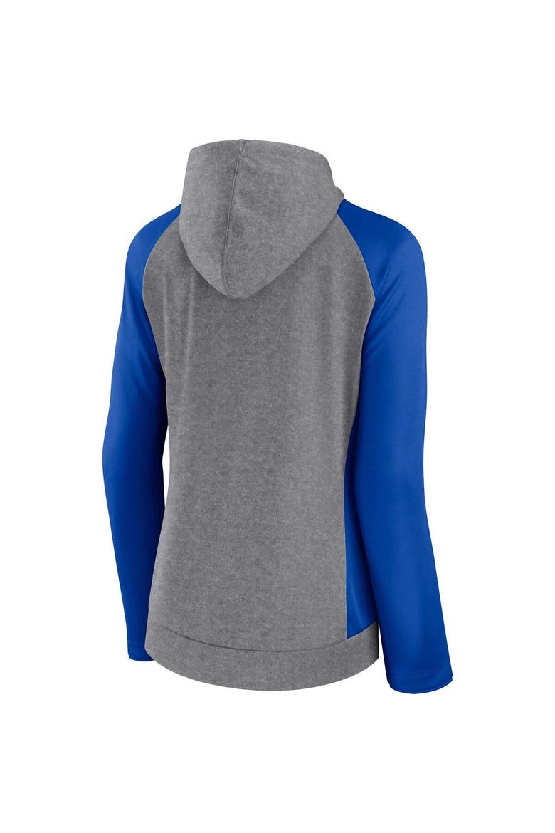 Women's Fanatics Branded  Heather Gray/College Royal Los Angeles Rams Blind Side Lightweight Full-Zip Hoodie, Alternate, color, Heather Gray