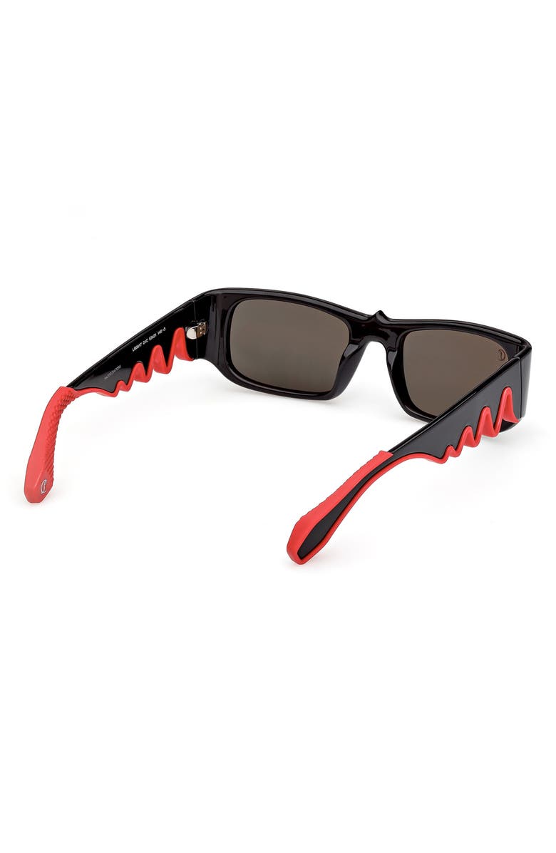 Christian Louboutin 53mm Loubishark Rectangular Sunglasses, Alternate, color, Black/ Smoke Grey/ Red Flash