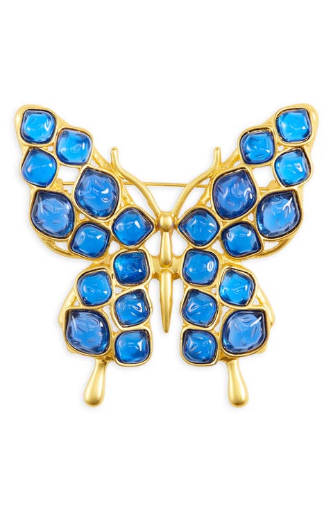 Blue Stone Butterfly Pin