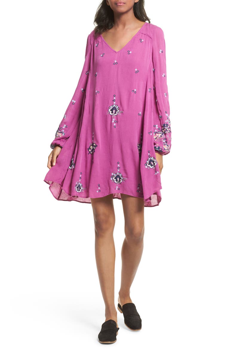 Embroidered Minidress, Main, color, LILAC