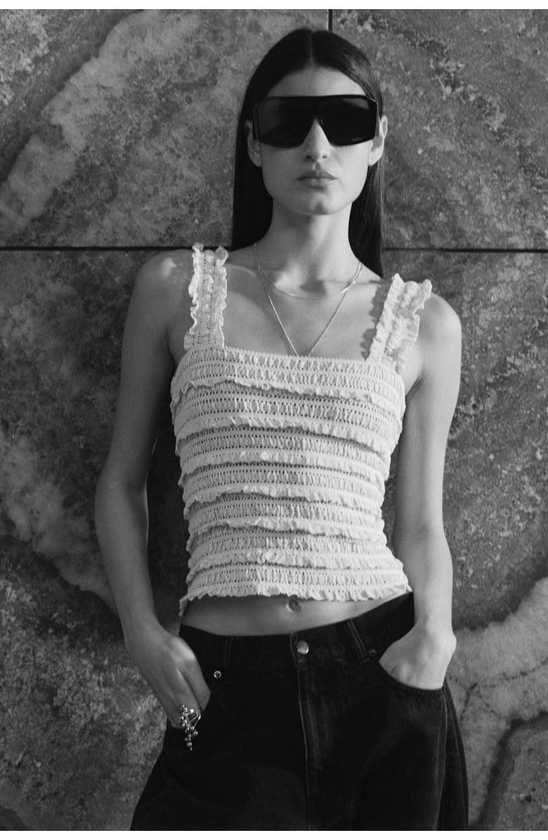 H&M Lace Jersey Sleeveless Top, Alternate, color, White