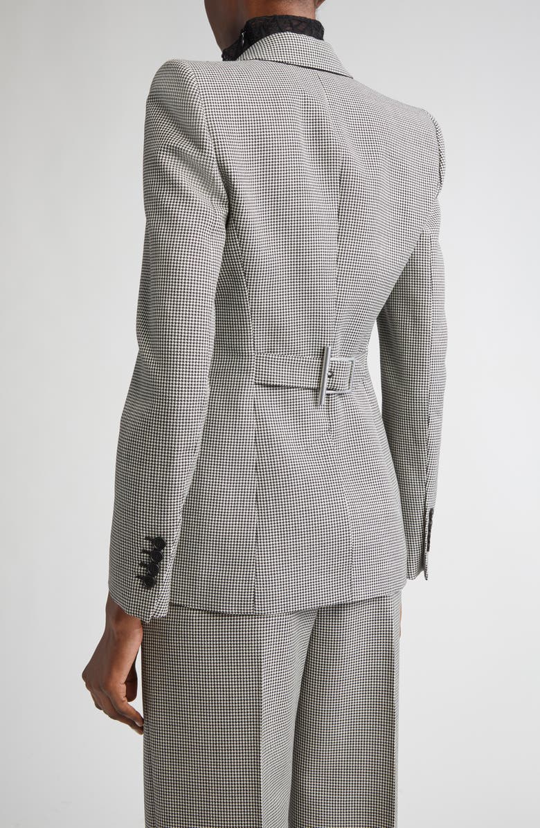 McQueen Micro Houndstooth Wool & Mohair Blazer, Alternate, color, Black/ Ivory