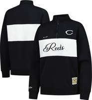 Mitchell & Ness Women's Mitchell & Ness Black Cincinnati Reds Quarter-Zip Pullover Top