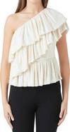 Endless Rose Sequin Ruffle One-Shoulder Peplum Top
