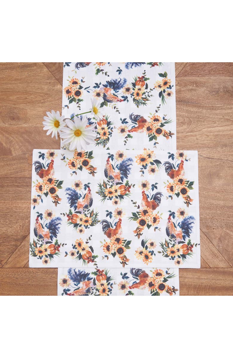 C&F Home Rooster Farmhouse Reversible Graphic Print Machine Washable Table Runner 14" x 72", Alternate, color, Yellow