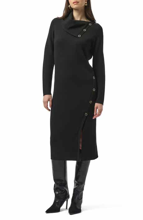Eyelet Detail Cowl Neck Sweater Dress